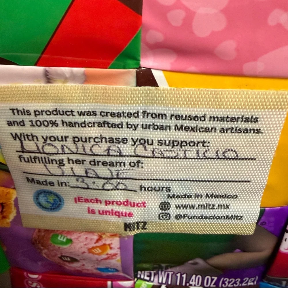 Mitz Handmade Recycled M&M Candy Wrapper Clutch Wallet Fair Trade NWT